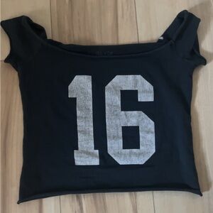 Brandy Melville Black and Gray Number Tee